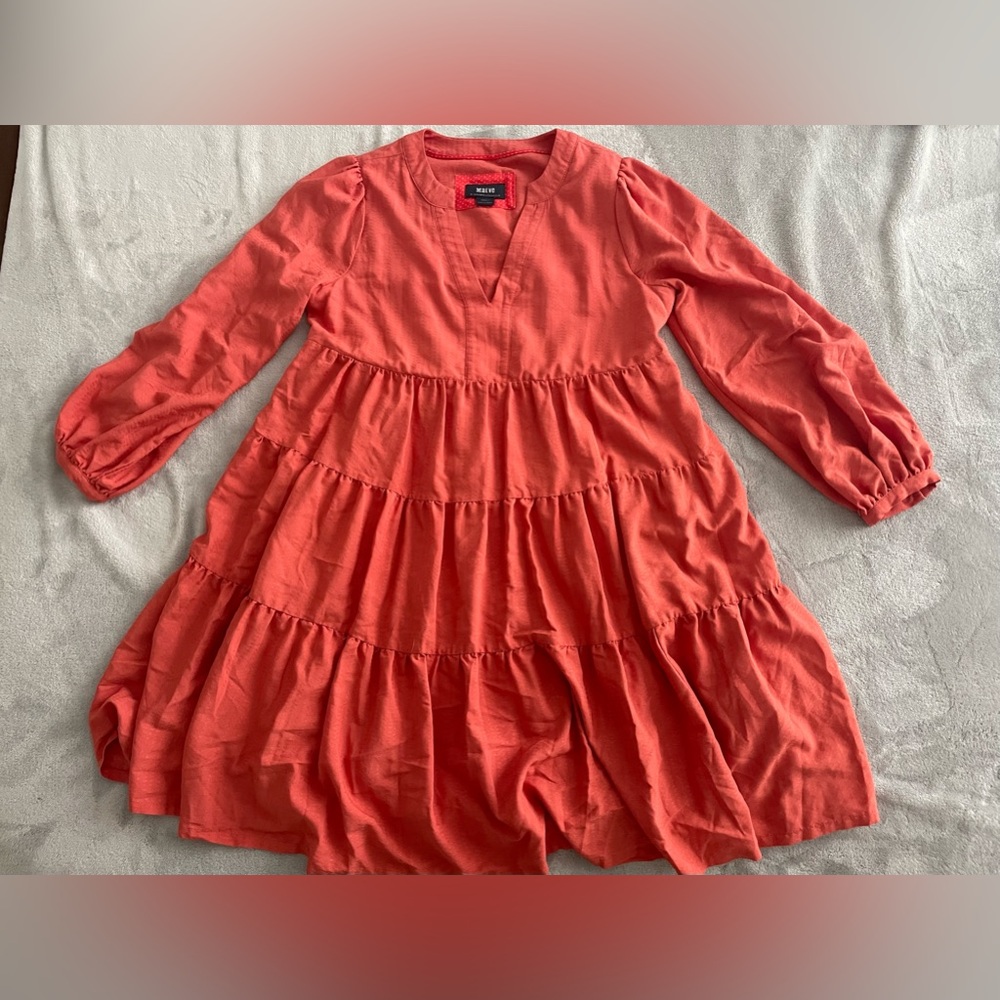 Maeve Coral Tiered Dress